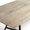 Mesa de comedor gran tamaño diseño industrial madera roble grisáceo y metal negro 3