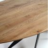 Mesa de comedor ovalada gran tamaño diseño industrial madera de roble y pata central metal negro 4