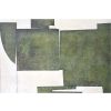 Pintura sobre lienzo acrílico diseño abstracto tonos verdes y crema con paspartú cristal y marco acabado madera 3