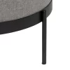 Puff redondo de diseño moderno tapizado color gris y patas hierro color negro 4