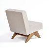 ROY Sillón butaca de diseño moderno madera natural y tapizado color beige piedra 2