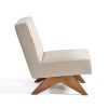 ROY Sillón butaca de diseño moderno madera natural y tapizado color beige piedra 3