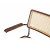 Silla con reposabrazos de diseño vintage HARARE madera de olmo color marrón ratán y metal plata 3