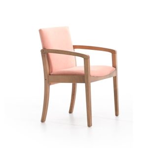 Sillón o silla con reposabrazos diseño nórdico madera de haya y tapizado a elegir
