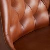 Taburete alto de diseño vintage DEXTER piel marrón con capitoné y patas de hierro negro 6