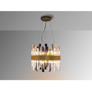 Lámpara de techo LED de diseño Art Decó GRACE Ø35 metal acabado oro y cristal transparente 3