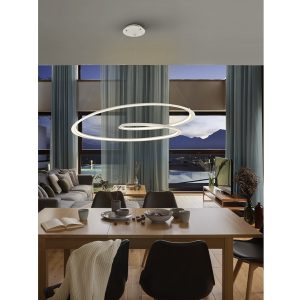 Lámpara de techo LED de diseño moderno LOOPING 97 metal y aluminio blanco mate