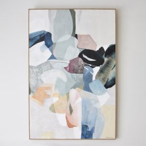 Lienzo abstracto ALEGRA N2 100x150 pintado a mano sobre lienzo con marco color madera