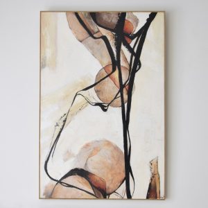 Lienzo abstracto MOVIMIENTO N1 100x150 pintado a mano sobre lienzo con marco color madera