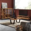 Mesa de centro rectangular de diseño industrial MADHU 120 madera de mindi y hierro color negro 5