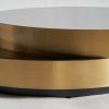 Mesa de centro redonda de diseño Art Decó GREIN 140 acero dorado y vidrio color negro 4