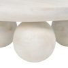 Mesa de centro redonda diseño rústico moderno madera blanco rozado 3 patas esféricas