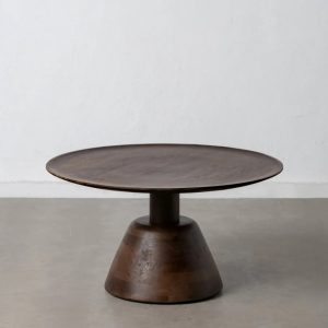 Mesa de centro redonda diseño vintage madera de mango color marrón
