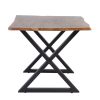 Mesa de comedor de diseño moderno industrial 160 hecho a mano madera de acacia acabado miel y hierro color negro 2