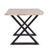 Mesa de comedor de diseño moderno industrial 160 hecho a mano madera de acacia acabado natural y hierro color negro 2