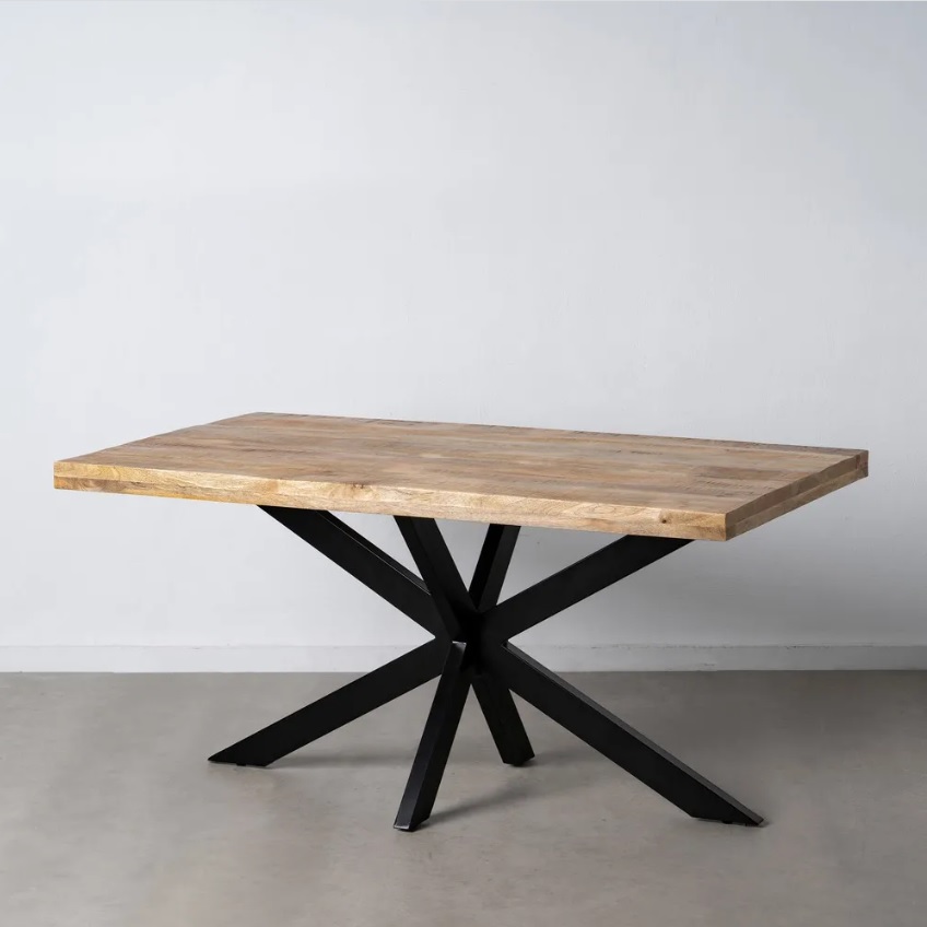 Mesa de centro madera maciza y patas metálicas -Palisandro Interiorismo