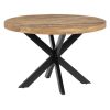 Mesa de comedor redonda diseño rústico industrial madera de mango y patas hierro negro