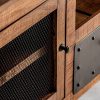 Mueble de televisión de diseño rústico industrial ANTRIM madera de mango acabado natural claro y hierro color negro 3