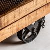 Mueble de televisión de diseño rústico industrial ANTRIM madera de mango acabado natural claro y hierro color negro 7