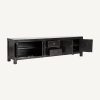 Mueble de televisión de diseño rústico oriental HERBORN 220 madera reciclada acabado color negro efecto envejecido 3