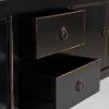 Mueble de televisión de diseño rústico oriental HERBORN 220 madera reciclada acabado color negro efecto envejecido 7