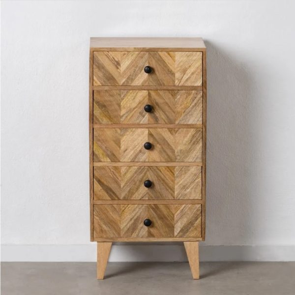 Sifonier diseño rústico vintage madera mango 5 cajones dibujos geométricos
