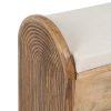607449 Baúl banqueta diseño vintage 100 madera con tallas y asiento tapizado
