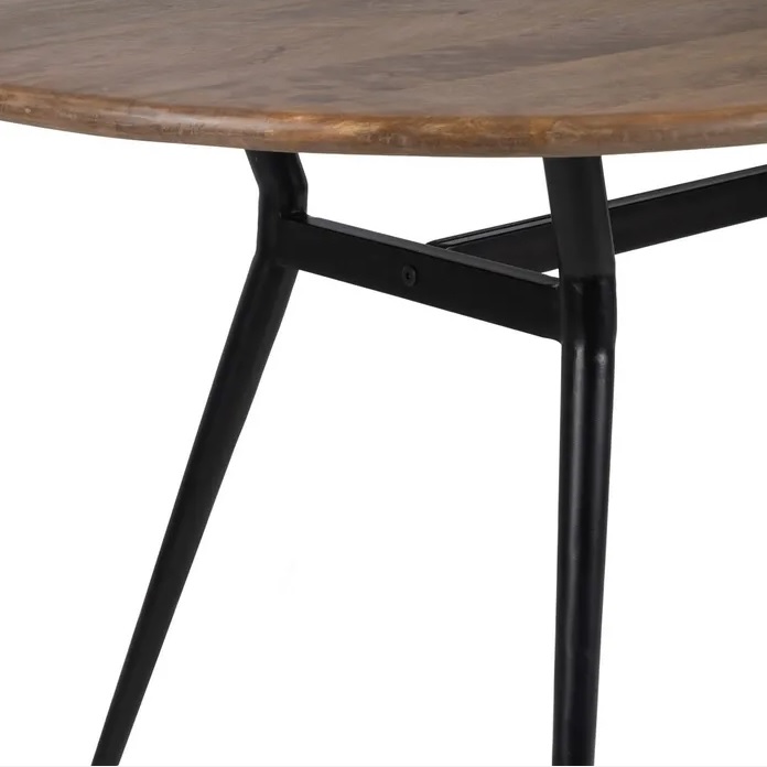 152691 Mesa de comedor de diseño industrial 220 madera de mango con hierro  negro