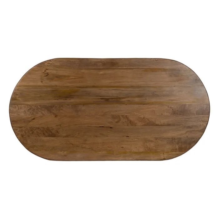 152691 Mesa de comedor de diseño industrial 220 madera de mango con hierro  negro