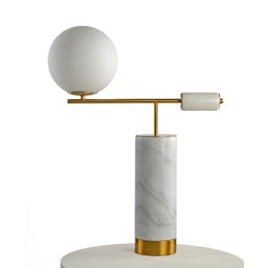 ALINA Lámpara de sobremesa diseño Art Decó 64 mármol, metal dorado y esfera cristal