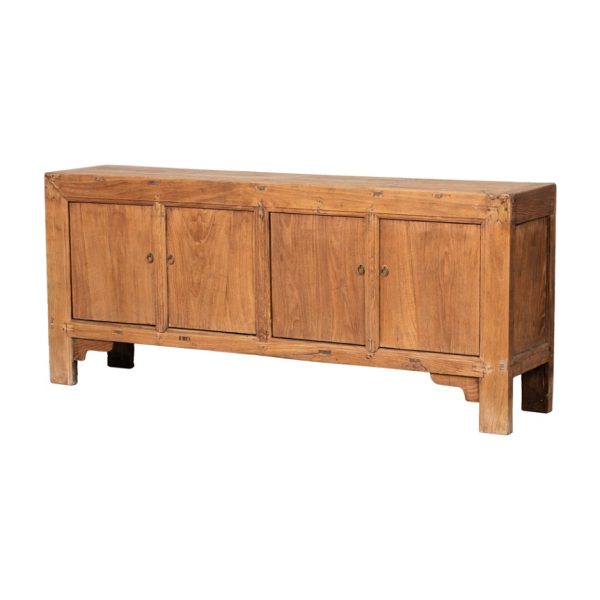Aparador gran tamaño diseño rústico oriental madera antigua de olmo acabado natural y desgastes