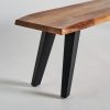 Banco de diseño industrial KUSEL 180 madera de acacia natural y hierro color negro 3