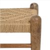 Banco diseño rústico vintage madera y asiento fibras naturales trenzadas