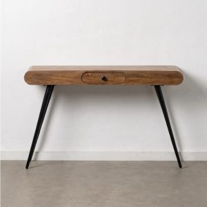 Consola de diseño moderno industrial madera de mango y patas hierro negro