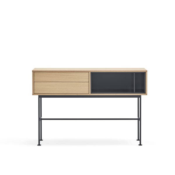 Consola de diseño moderno minimalista YOKO 120 acabado roble y gris antracita