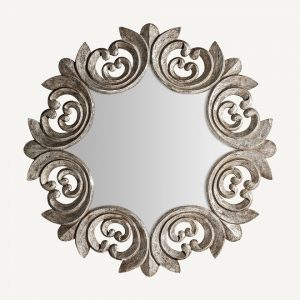 Espejo decorativo de diseño clásico vintage ENNA 120 madera acabado plata efecto envejecido