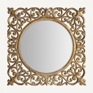 Espejo decorativo de diseño clásico vintage RADDUSA 120 madera acabado oro efecto envejecido