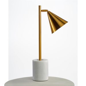 LOLA Lámpara de sobremesa diseño Art Decó 56 mármol blanco y metal dorado