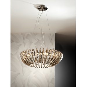 Lámpara LED de techo ARIADNA Ø66 de diseño moderno metal cromado y champagne
