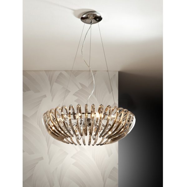Lámpara LED de techo ARIADNA Ø66 de diseño moderno metal cromado y champagne