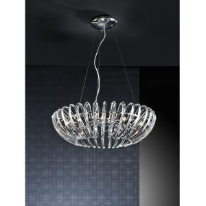Lámpara LED de techo ARIADNA Ø66 de diseño moderno metal cromado y cristal transparente