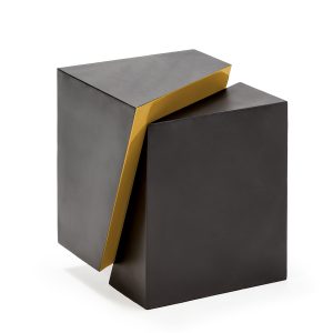 Mesa auxiliar de diseño Art Decó 41 asimétrico metal negro y dorado