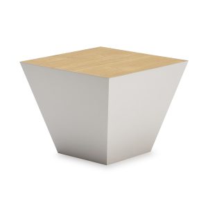 Mesa auxiliar de diseño moderno nórdico 55 madera de roble acabado blanco y natural