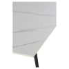 Mesa comedor extensible diseño moderno 160 a 210 porcelánico blanco y metal negro