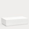 Mesa de centro cuadrada de diseño moderno minimalista DORIC 110 blanco y crema 2