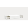 Mesa de centro cuadrada de diseño moderno minimalista DORIC 110 blanco y crema 3