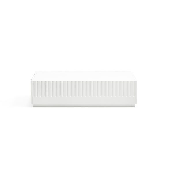 Mesa de centro cuadrada de diseño moderno minimalista DORIC 110 blanco y crema