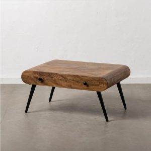 Mesa de centro diseño moderno industrial madera de mango y patas de hierro