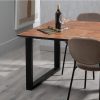 Mesa de comedor diseño moderno industrial madera marrón y negro patas hierro