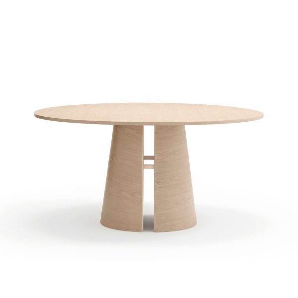 Mesa de comedor redonda de diseño nórdico CEP Ø157 madera fresno acabado natural claro